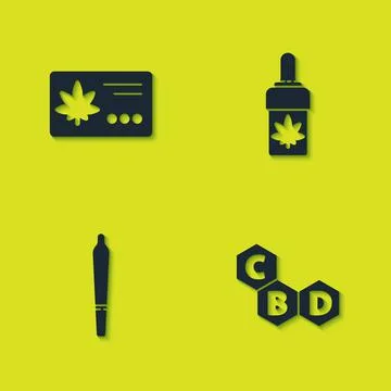 Set Calendar and marijuana leaf, Cannabis molecule, Marijuana joint and or Stock Illustration