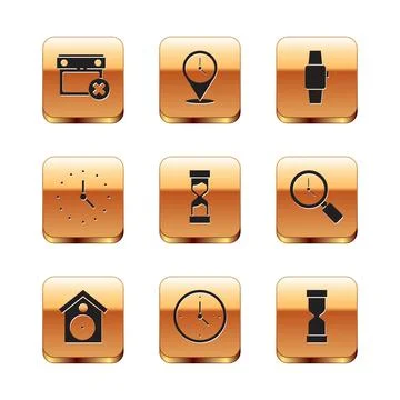 Set Calendar date delete, Retro wall watch, Clock, Old hourglass, Smartwatch Stock Illustration