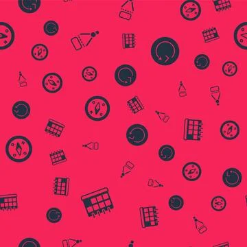 Set Calendar, Drawing compass, Compass and Radius on seamless pattern. Vector Stock Illustration