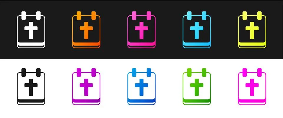 Set Calendar with Easter icon isolated on black and white background. Spring Stock Illustration