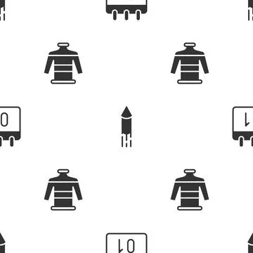 Set Calendar, Firework rocket and Christmas sweater on seamless pattern. Vector Stock Illustration