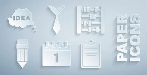 Set Calendar first september date, Abacus, Pencil with eraser, Clipboard ch.. Stock Illustration
