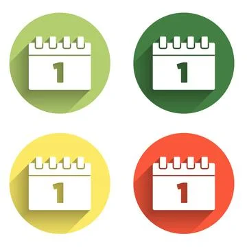 Set Calendar with first september date icon isolated with long shadow backg.. Stock Illustration