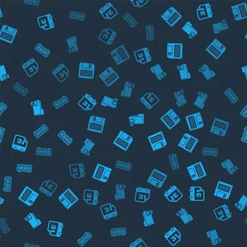Set Calendar, Floppy disk, Delete folder and Retro flip clock on seamless pat Stock Illustration