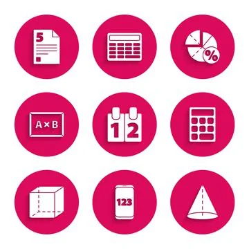 Set Calendar, Mobile calculator interface, Geometric figure Cone, Calculator Illustration