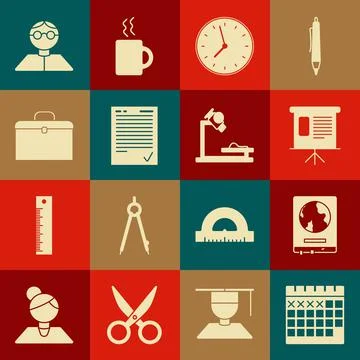 Set Calendar, Presentation financial with graph, schedule, chart, diagram Stock-Illustration