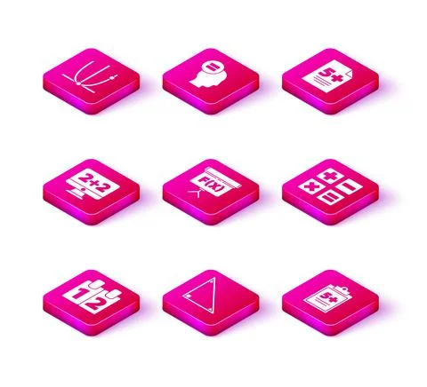 Set Calendar, Triangle math, Equation solution, Chalkboard, Test or exam sheet 스톡 일러스트