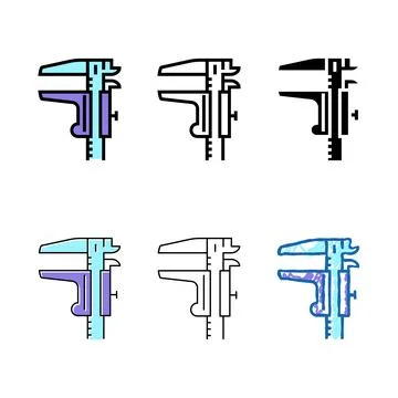 Set calipers tool color icon vector Stock Illustration