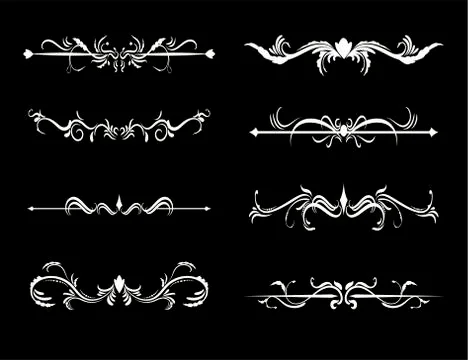 Set of calligraphic decorative elements for design. Illustrazione stock