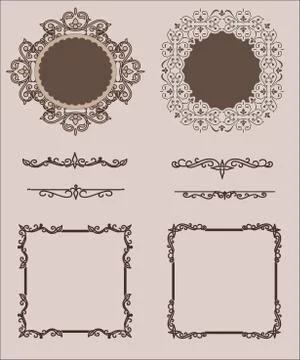 Set of Calligraphic Design Elements and Page Decoration Dividers Stock Illustration