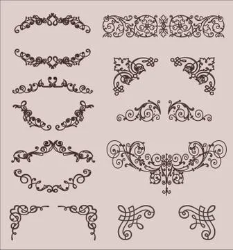 Set: calligraphic design elements and page decoration, Premium Quality and Stock Illustration