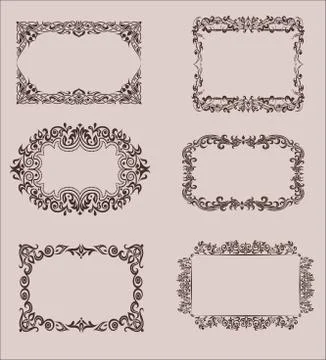 Set of Calligraphic Design Elements and Page Decoration Dividers Stock-Illustration