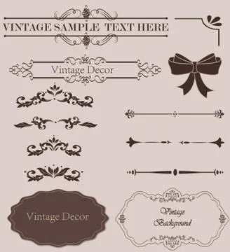 Set of Calligraphic Design Elements and Page Decoration Dividers Stock-Illustration