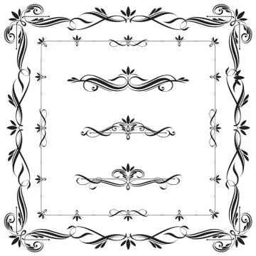 Set of Calligraphic frames and elements イラスト素材