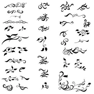 Set of calligraphic hand drawn decorative elements イラスト素材