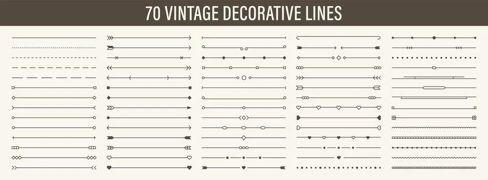 Set of Calligraphic line design elements. Vintage line elements. Decorative.. Stock Illustration