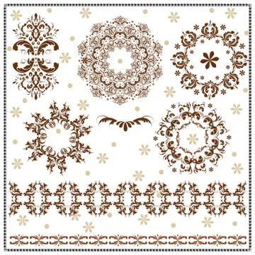 Set of calligraphic patterns Stock Illustration