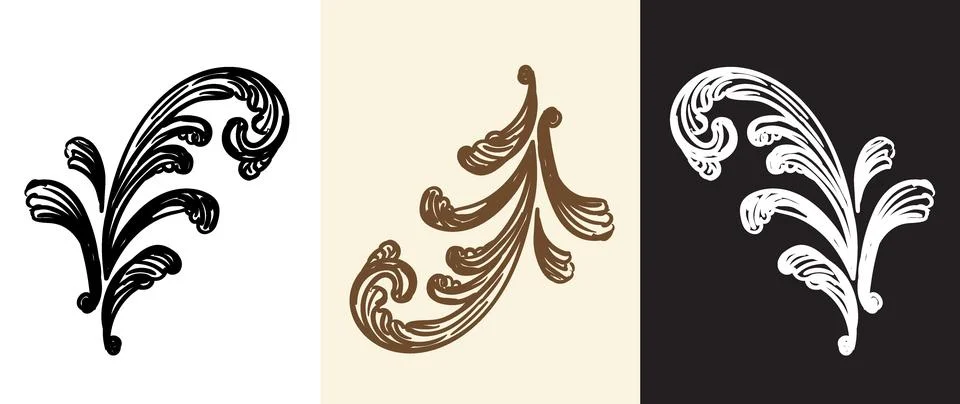 Set of calligraphy design elements ornate vector illustration Illustrazione stock