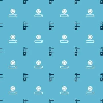 Set Calliper or caliper and scale and Gem stone on seamless pattern. Vector Stock Illustration