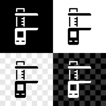 Set Calliper or caliper and scale icon isolated on black and white, transpa.. Illustrazione stock