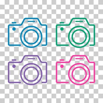 Set of Camera flat web icon, photography digital design, retro equipment symb Stock Illustration