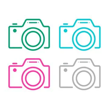 Set of Camera flat web icon, photography digital design, retro equipment symb Stock Illustration