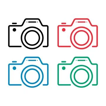 Set of Camera flat web icon, photography digital design, retro equipment symb Illustrazione stock