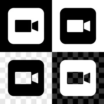 Set Camera icon isolated on black and white, transparent background. Video イラスト素材
