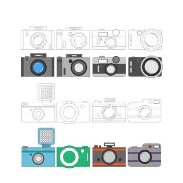 Set of camera icons Stock Illustration