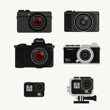 Set of camera icons template Stock Illustration