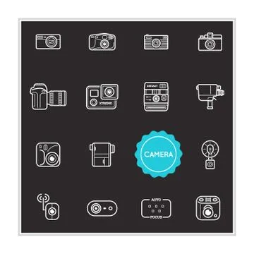 Set of Camera Photo Vector Illustration Elements can be used as Logo or Icon  Stock Illustration