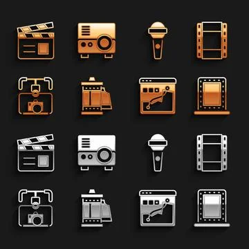 Set Camera roll cartridge, Play Video, Makeup mirror with lights, Histogram Stock Illustration