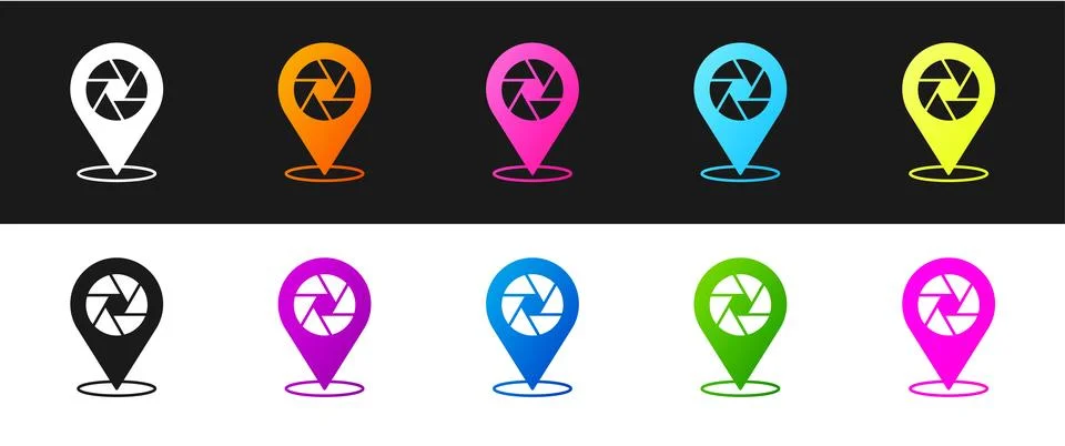 Set Camera shutter icon isolated on black and white background.  Vector 스톡 일러스트