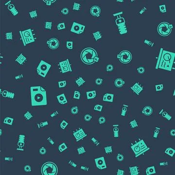 Set Camera shutter, Microphone, AVI file document and Scenario chalkboard on Stock Illustration