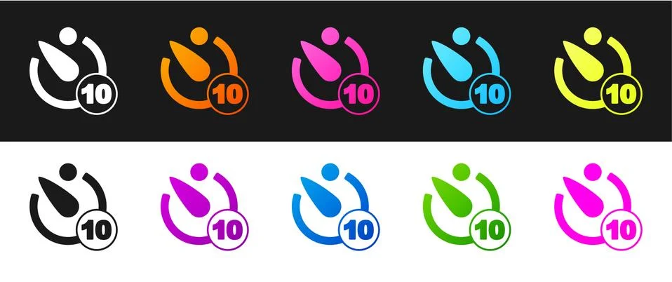 Set Camera timer icon isolated on black and white background. Photo exposure Stock Illustration