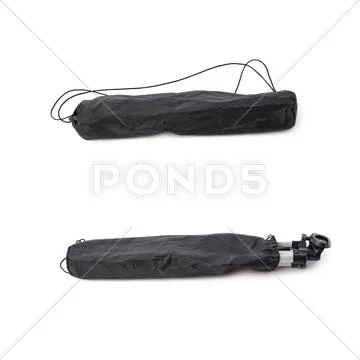 Set of Camera tripod cover over isolated white background Stock Photos