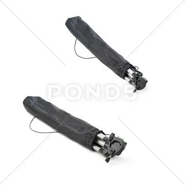 Set of Camera tripod in cover over isolated white background Stock Photos