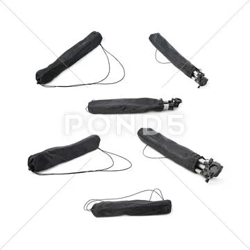 Set of Camera tripod cover over isolated white background Stock Photos