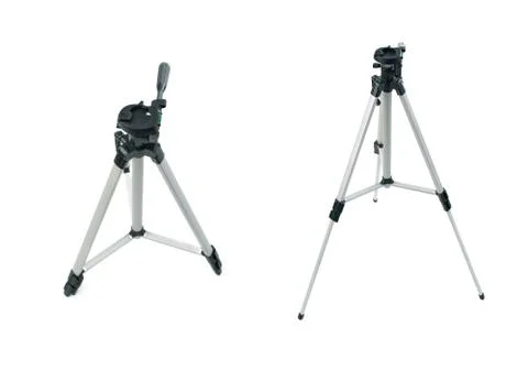 Set of Camera tripod over isolated white background Stock Photos