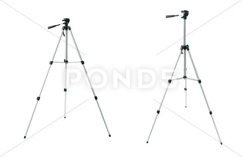 Set of Camera tripod over isolated white background Stock Photos