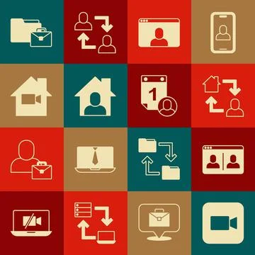 Set Camera, Video chat conference, Online working, camera Off home, and Time Illustrazione stock