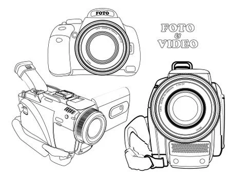 Set of cameras Illustrazione stock