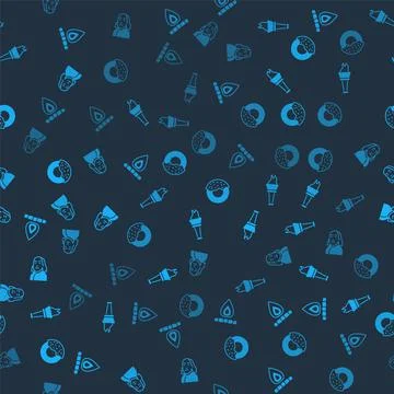 Set Campfire, Torch flame, Donut and Benjamin Franklin on seamless pattern. V イラスト素材