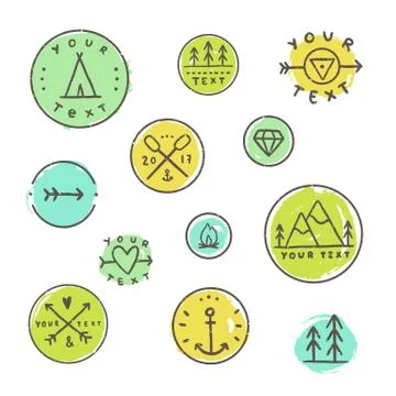 Set of camping badges. Stock Illustration