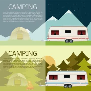 Set of camping banners Illustrazione stock