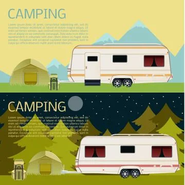 Set of camping banners Stock Illustration