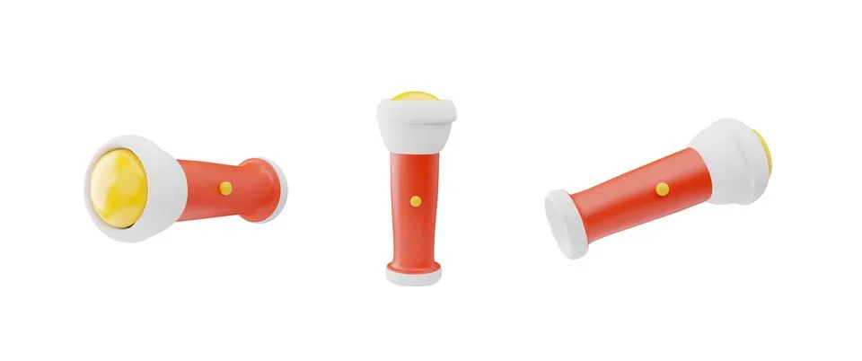Set of camping flashlights 3D style, vector illustration Stock Illustration