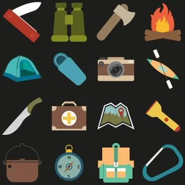 Set of camping icons. Stock Illustration
