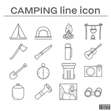 Set of camping icons. Stock Illustration