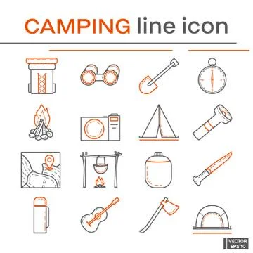 Set of camping icons. Иллюстрация